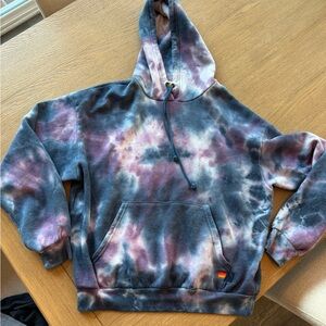 AVIATOR NATION HAND DYED PULLOVER HOODIE RELAXED - TIE DYE BLUE PURPLE - XS